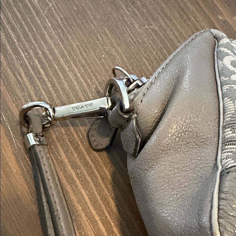 COACH Taupe Signature Canvas Wristlet with Leather Trim - Picture 3 of 7